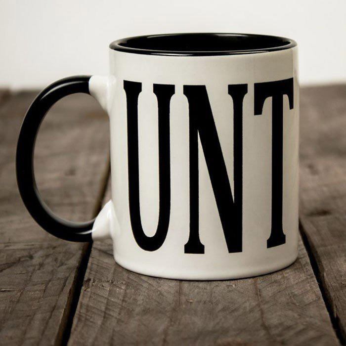 Cunt coffee mug , two tone black and white mug