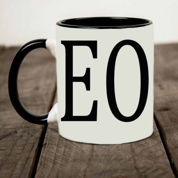 CEO custom printed two tone coffee mug