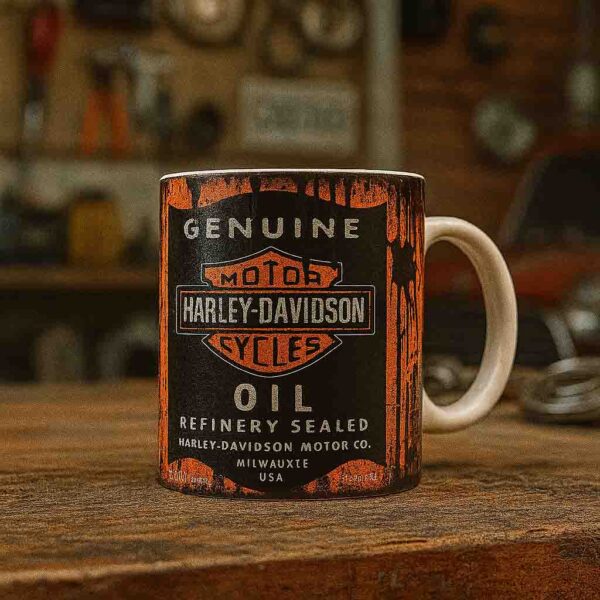 Harley Davidson oil stain coffee mug