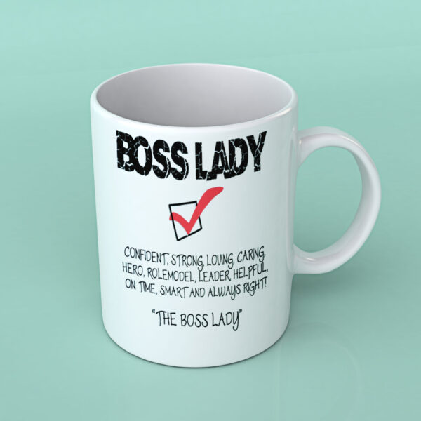 Boss lady check box white coffee mug