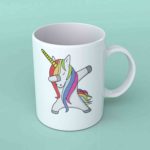 Dabbing unicorn Faux glitter print coffee mug