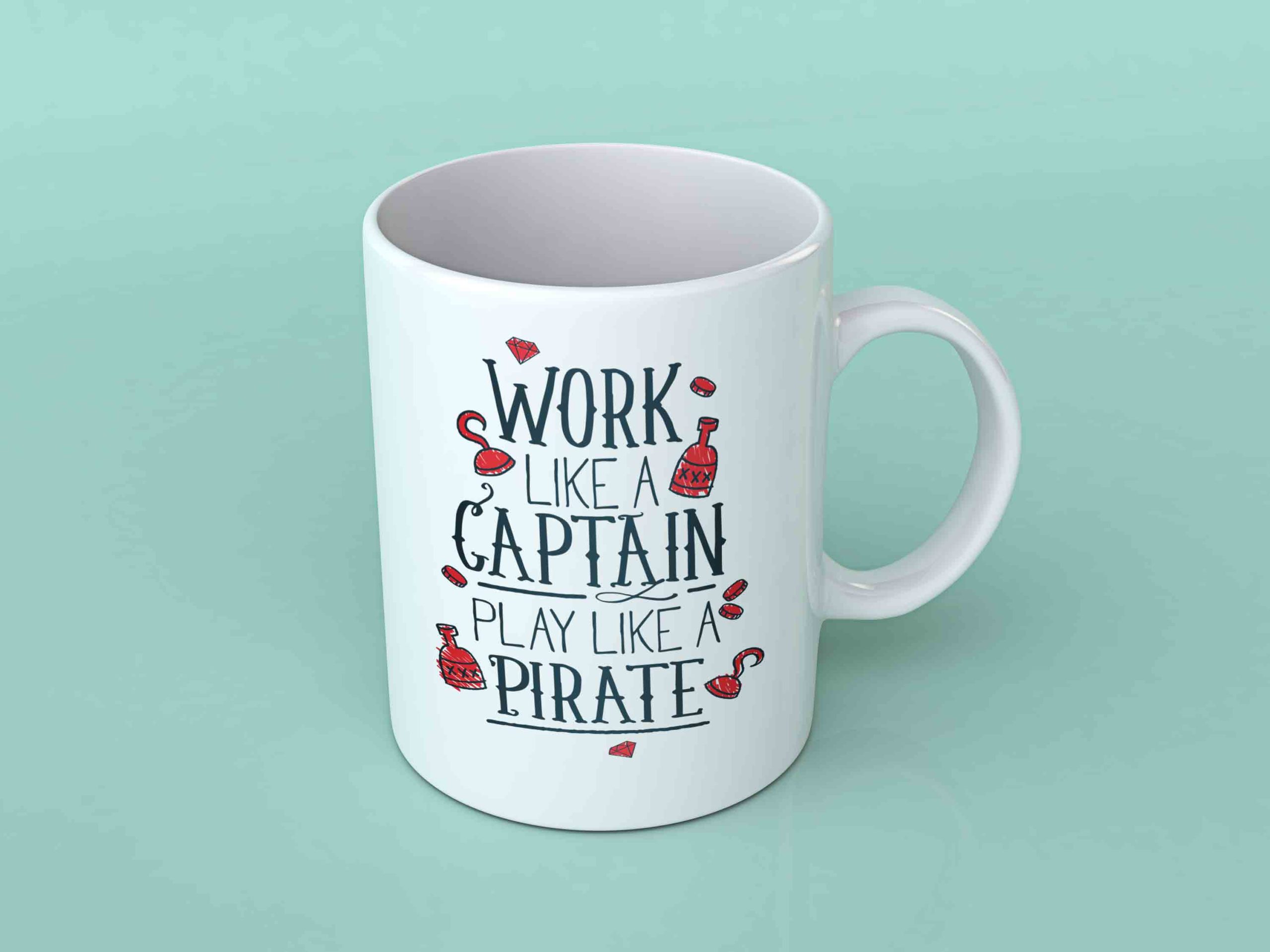 Work like a captain play like a pirate coffee mug