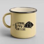 Camping hair don't care enamel tin coffee mug