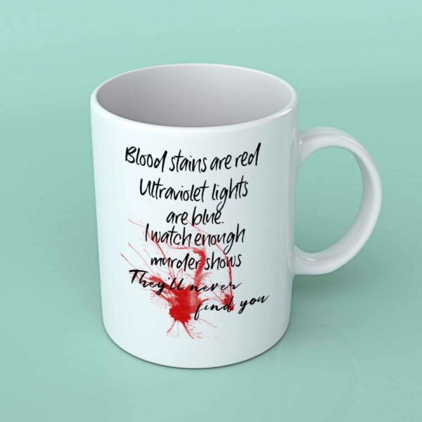 Blood stains are red coffee mug