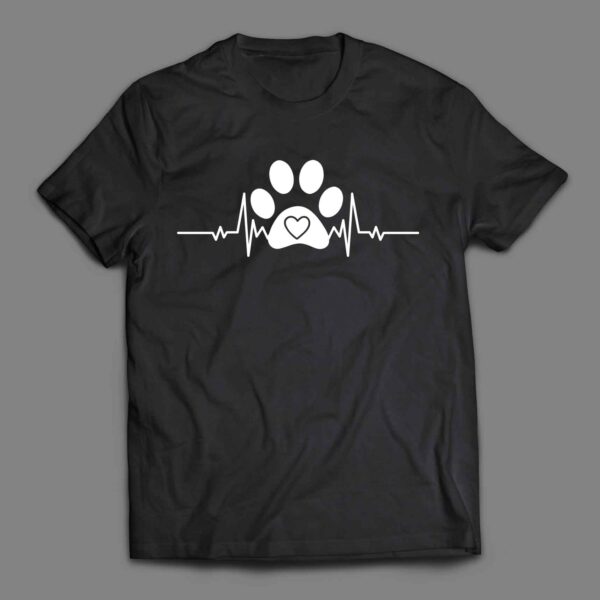 Dog paw and heartbeat T-shirt