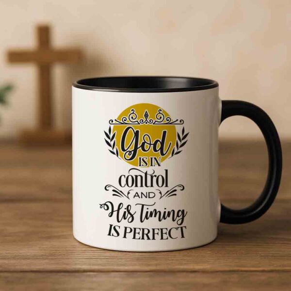 God is in control coffee mug