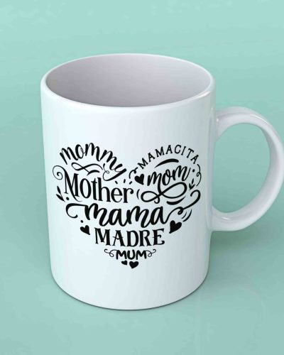 Mama words heart shape coffee mug