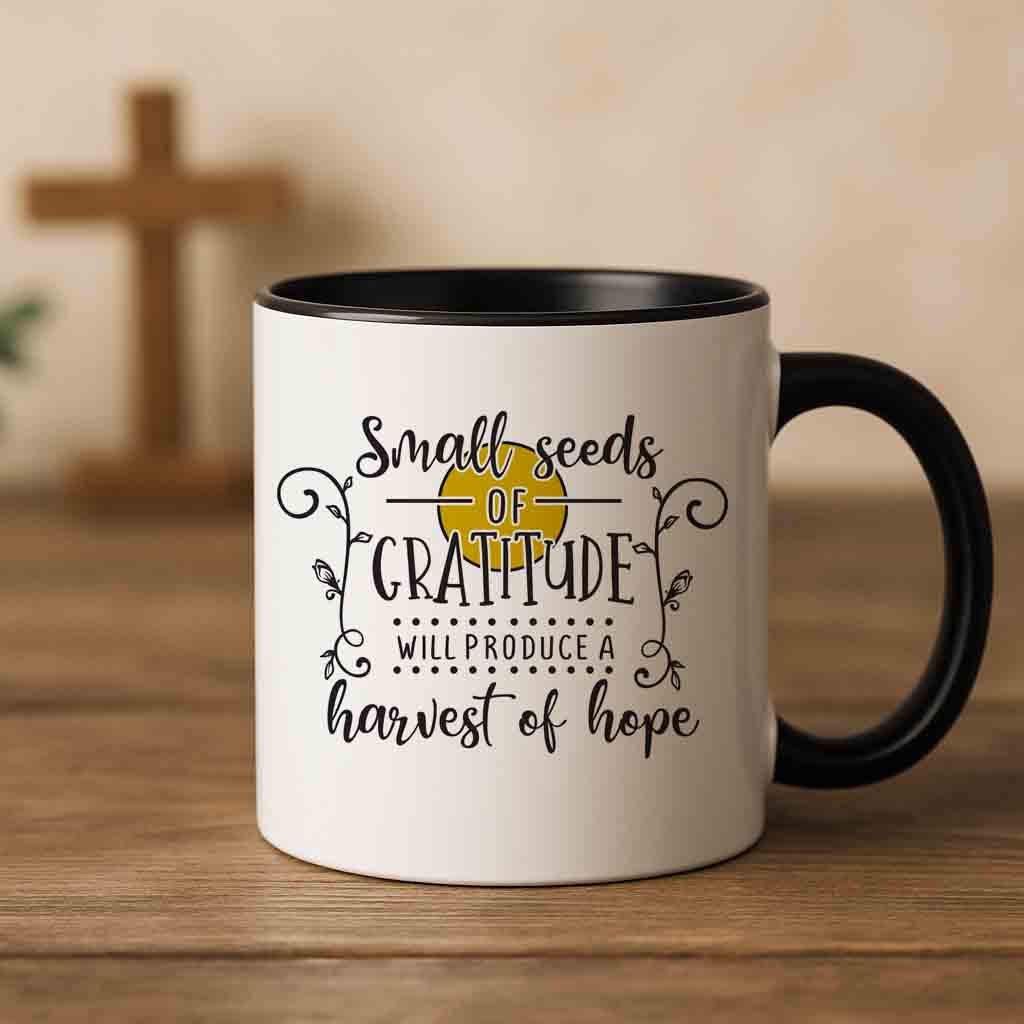 Small seeds of Gratitude coffee mug