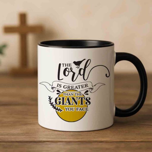 The Lord is Greater than the giants coffee mug