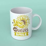 You make my heart smile sunflower coffee mug