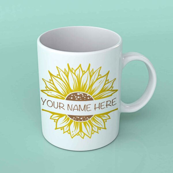 Sunflower monogram coffee mug