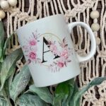Floral Initial coffee mug