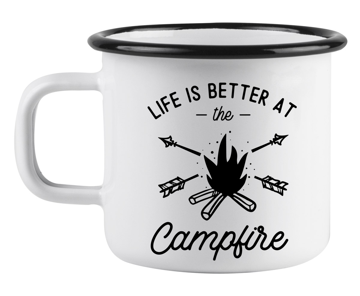 Life is better at the campfire enamel mug