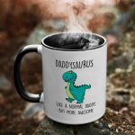 Daddysaurus black and white coffee mug