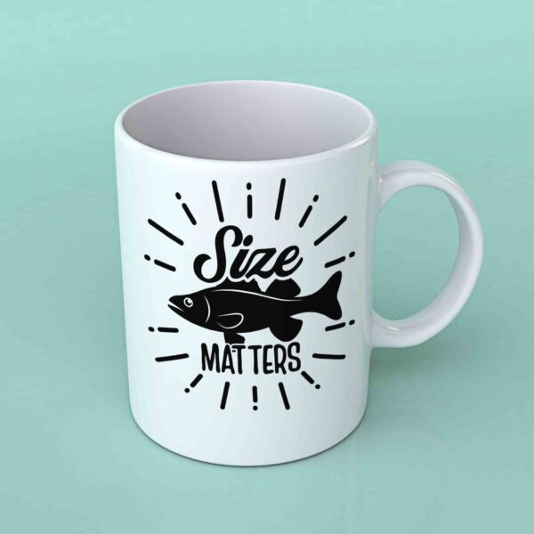 Size matters fishing coffee mug
