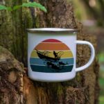 Sunset fishing enamel mug