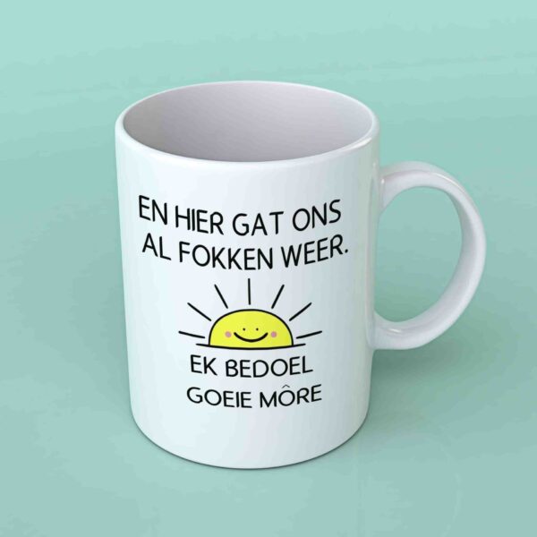 En hier gat ons coffee mug
