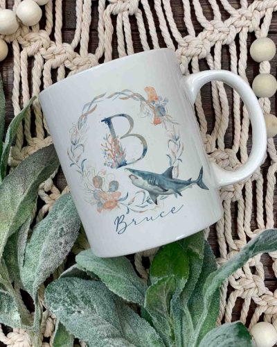 Shark name and initial mug