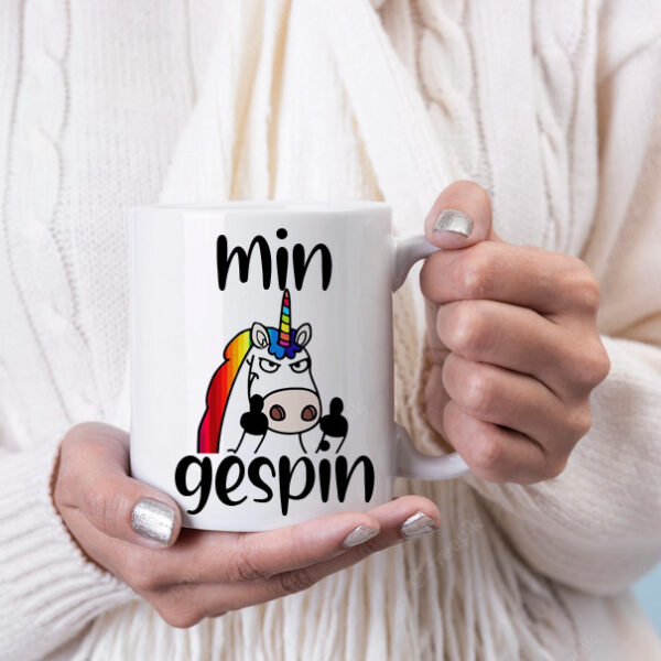 Min gespin middle finger unicorn coffee mug