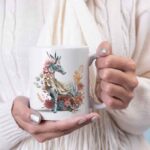 3D Horse and flowers coffee mug