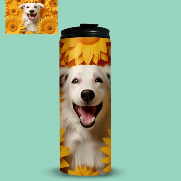 Custom water bottle sunflower and dog