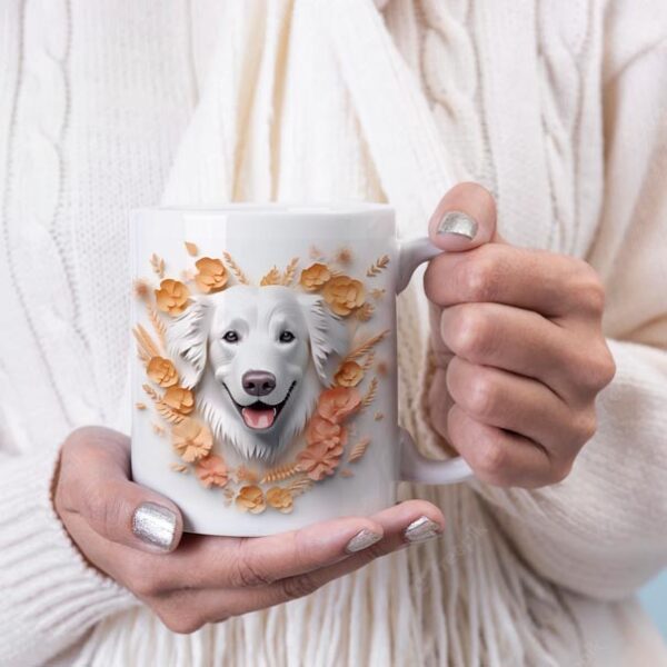3D Dog and flowers coffee mug 2
