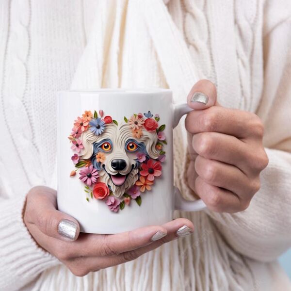 3D Dog and flowers coffee mug 4