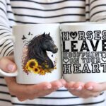 Black horse and flowers coffee mug 6