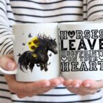 Black horse and flowers coffee mug 7