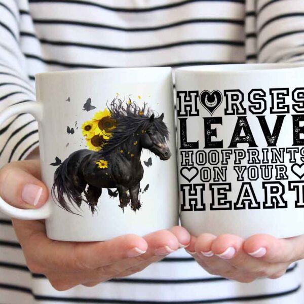 Black horse and flowers coffee mug 7