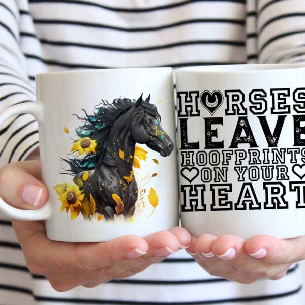 Black horse and flowers coffee mug 9