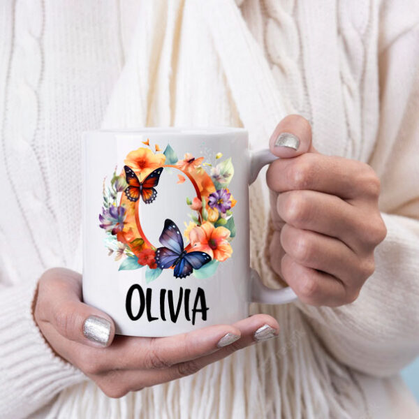 Butterflies and flowers initial mugs