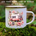 Enamel mug pink camper