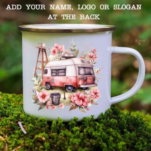 Enamel mug pink camper
