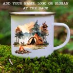 Enamel mug tent and fire