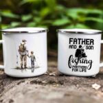 Father and son fishing enamel mug 10