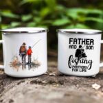 Father and son fishing enamel mug 3