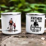 Father and son fishing enamel mug 4