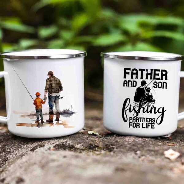 Father and son fishing enamel mug 5