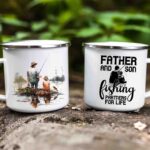 Father and son fishing enamel mug 6