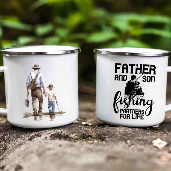 Father and son fishing enamel mug 7