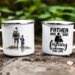 Father and son fishing enamel mug 8