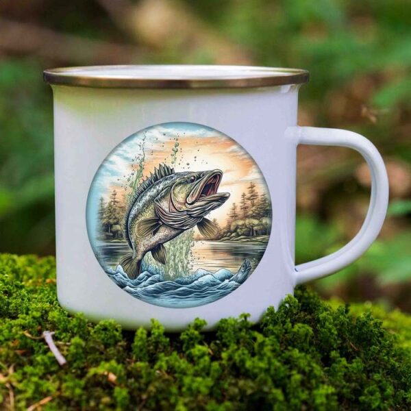 Fishing enamel mug design 1