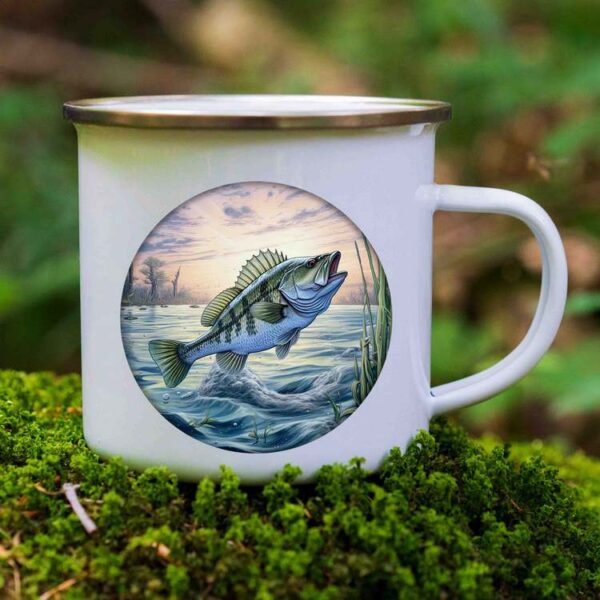 Fishing enamel mug design 8