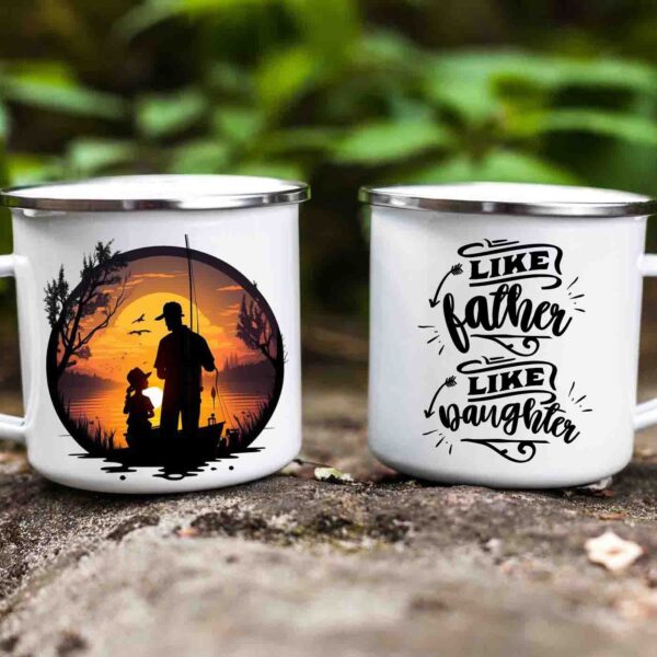 Like father like daughter enamel fishing mug 1