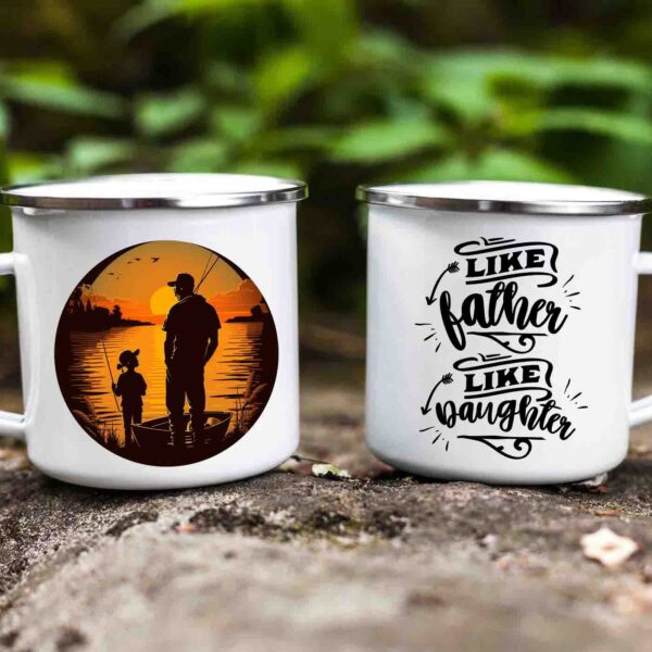 Like father like daughter enamel fishing mug 2