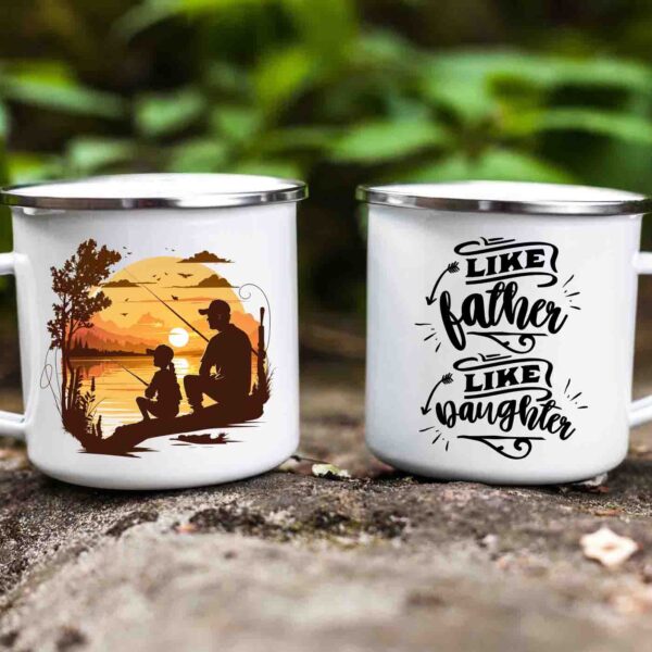 Like father like daughter enamel fishing mug 4