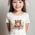 Floral Hippo girls T-shirt