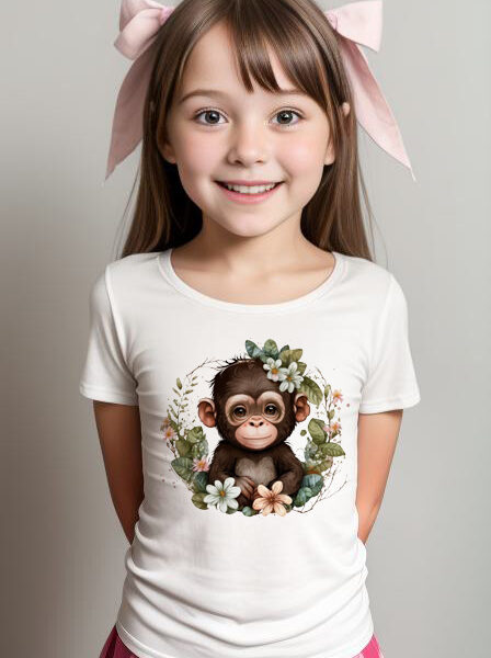 Floral baby Monkey girls T-shirt