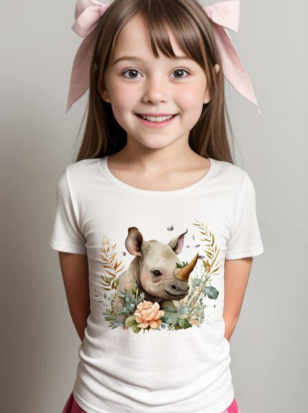 Floral baby Rhino girls T-shirt
